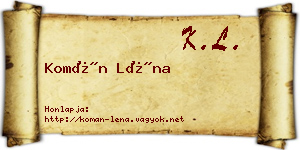 Komán Léna névjegykártya